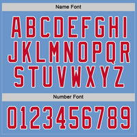 Custom Hockey Jersey, Light Blue Red White Sportswear Jersey Shirt, Athletic Long Sleeve V Neck Jersey, Casual Gift for Men