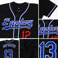 Custom Baseball Jersey, Black Royal Red Sportswear Jersey Shirt, Athletic Button Down Moisture Wicking Jersey, Casual Gift for Men