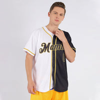 Custom Baseball Jersey, White Black Old Gold Fashion Sportswear Jersey Shirt, Athletic Button Down Moisture Wicking Jersey, Casual Gift for Men