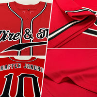 Custom Baseball Jersey, Red Black White Sportswear Jersey Shirt, Athletic Button Down Moisture Wicking Jersey, Casual Gift for Men