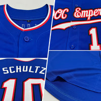 Custom Baseball Jersey, Royal White Sportswear Jersey Shirt, Athletic Button Down Moisture Wicking Jersey, Casual Gift for Men, Style Royal0072