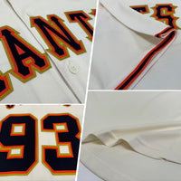 Custom Baseball Jersey, Cream Black Orange Sportswear Jersey Shirt, Athletic Button Down Moisture Wicking Jersey, Casual Gift for Men