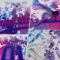 Custom Baseball Jersey, White Royal Pink Sportswear Jersey Shirt, Athletic Button Down Moisture Wicking Jersey, Casual Gift for Men
