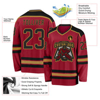 Custom Hockey Jersey, Maroon Black Old Gold Sportswear Jersey Shirt, Athletic Long Sleeve V Neck Jersey, Casual Gift for Men, Style Maroon0060