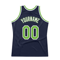 Custom Basketball Jersey, Navy Neon Green White Authentic Sportswear Jersey Shirt, Athletic Mesh Moisture Wicking Jersey, Casual Gift for Men