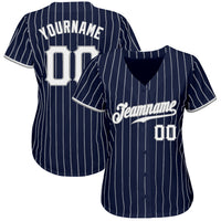 Custom Baseball Jersey, Navy White Sportswear Jersey Shirt, Athletic Button Down Moisture Wicking Jersey, Casual Gift for Men, Style Navy0205
