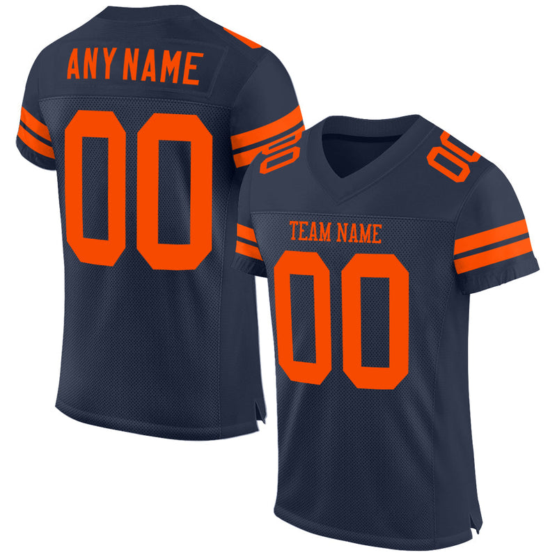 Custom Football Jersey, Navy Orange Sportswear Jersey Shirt, Athletic Mesh Moisture Wicking Jersey, Casual Gift for Men