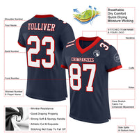 Custom Football Jersey, Navy White Red Sportswear Jersey Shirt, Athletic Mesh Moisture Wicking Jersey, Casual Gift for Men, Style Navy0634