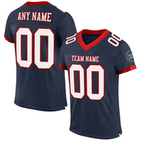 Custom Football Jersey, Navy White Red Sportswear Jersey Shirt, Athletic Mesh Moisture Wicking Jersey, Casual Gift for Men, Style Navy0634
