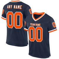 Custom Football Jersey, Navy Orange White Sportswear Jersey Shirt, Athletic Mesh Moisture Wicking Jersey, Casual Gift for Men, Style Navy0891