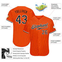Custom Baseball Jersey, Orange Black White Pinstripe Sportswear Jersey Shirt, Athletic Button Down Moisture Wicking Jersey, Casual Gift for Men
