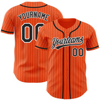 Custom Baseball Jersey, Orange White Black Pinstripe Sportswear Jersey Shirt, Athletic Button Down Moisture Wicking Jersey, Casual Gift for Men