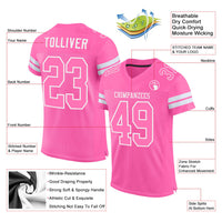 Custom Football Jersey, Pink White Sportswear Jersey Shirt, Athletic Mesh Moisture Wicking Jersey, Casual Gift for Men