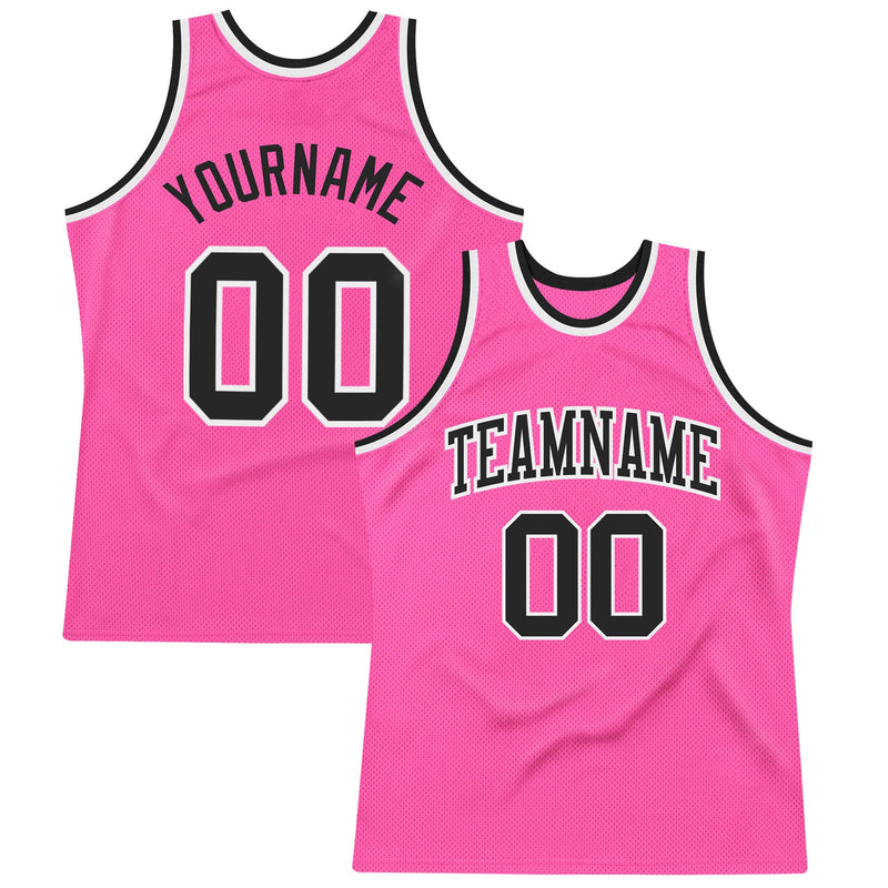 Custom Basketball Jersey, Pink Black White Sportswear Jersey Shirt, Athletic Mesh Moisture Wicking Jersey, Casual Gift for Men, Style Pink0193
