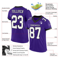 Custom Football Jersey, Purple White Black Sportswear Jersey Shirt, Athletic Mesh Moisture Wicking Jersey, Casual Gift for Men, Style Purple0453