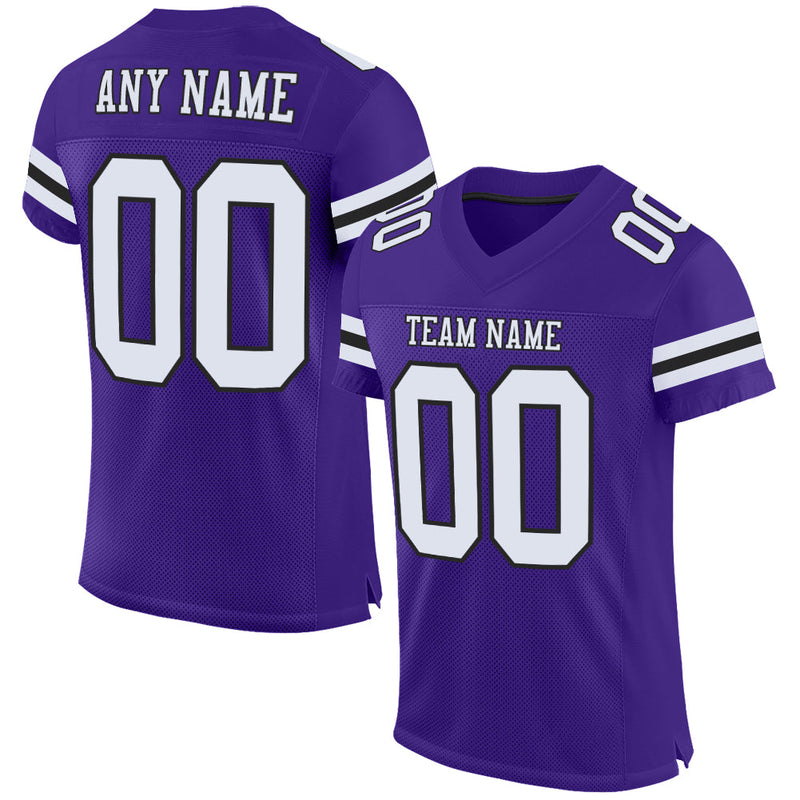 Custom Football Jersey, Purple White Black Sportswear Jersey Shirt, Athletic Mesh Moisture Wicking Jersey, Casual Gift for Men, Style Purple0465
