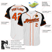 Custom Baseball Jersey, White Black Orange Pinstripe Sportswear Jersey Shirt, Athletic Button Down Moisture Wicking Jersey, Casual Gift for Men