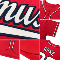 Custom Baseball Jersey, Red White Light Blue Sportswear Jersey Shirt, Athletic Button Down Moisture Wicking Jersey, Casual Gift for Men