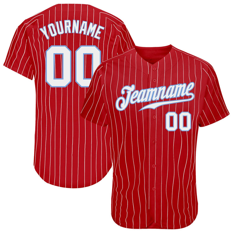 Custom Baseball Jersey, Red White Light Blue Sportswear Jersey Shirt, Athletic Button Down Moisture Wicking Jersey, Casual Gift for Men