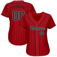 Custom Baseball Jersey, Red Black Sportswear Jersey Shirt, Athletic Button Down Moisture Wicking Jersey, Casual Gift for Men, Style Red0222