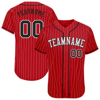 Custom Baseball Jersey, Red White Black Pinstripe Sportswear Jersey Shirt, Athletic Button Down Moisture Wicking Jersey, Casual Gift for Men