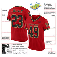 Custom Football Jersey, Red Black Old Gold Sportswear Jersey Shirt, Athletic Mesh Moisture Wicking Jersey, Casual Gift for Men