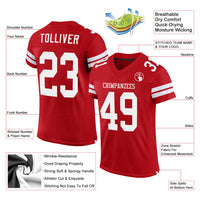 Custom Football Jersey, Red White Sportswear Jersey Shirt, Athletic Mesh Moisture Wicking Jersey, Casual Gift for Men