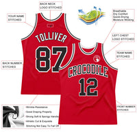 Custom Basketball Jersey, Red Black White Sportswear Jersey Shirt, Athletic Mesh Moisture Wicking Jersey, Casual Gift for Men, Style Red0442