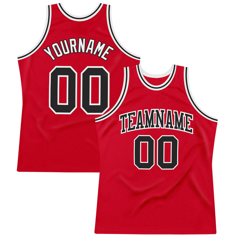 Custom Basketball Jersey, Red Black White Sportswear Jersey Shirt, Athletic Mesh Moisture Wicking Jersey, Casual Gift for Men, Style Red0442