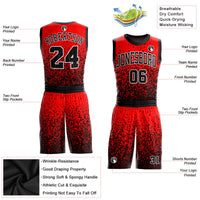 Custom Basketball Jersey, Red Black White Sportswear Jersey Shirt, Athletic Mesh Moisture Wicking Jersey, Casual Gift for Men, Style Red0459