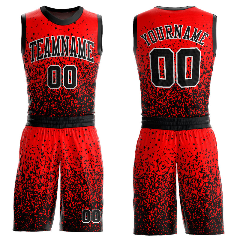 Custom Basketball Jersey, Red Black White Sportswear Jersey Shirt, Athletic Mesh Moisture Wicking Jersey, Casual Gift for Men, Style Red0459
