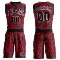 Custom Basketball Jersey, Red Black White Sportswear Jersey Shirt, Athletic Mesh Moisture Wicking Jersey, Casual Gift for Men, Style Red0460