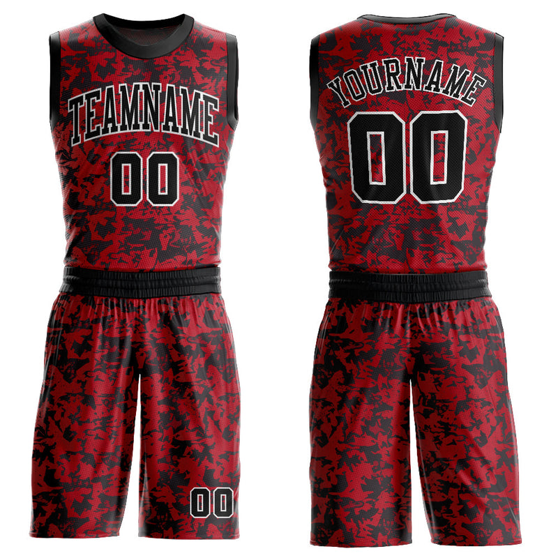 Custom Basketball Jersey, Red Black White Sportswear Jersey Shirt, Athletic Mesh Moisture Wicking Jersey, Casual Gift for Men, Style Red0460