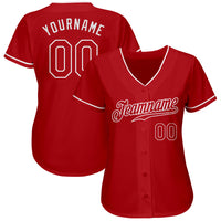 Custom Baseball Jersey, Red White Sportswear Jersey Shirt, Athletic Button Down Moisture Wicking Jersey, Casual Gift for Men, Style Red0471