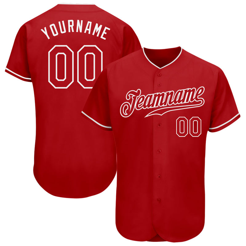 Custom Baseball Jersey, Red White Sportswear Jersey Shirt, Athletic Button Down Moisture Wicking Jersey, Casual Gift for Men, Style Red0471