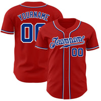 Custom Baseball Jersey, Red Royal White Sportswear Jersey Shirt, Athletic Button Down Moisture Wicking Jersey, Casual Gift for Men
