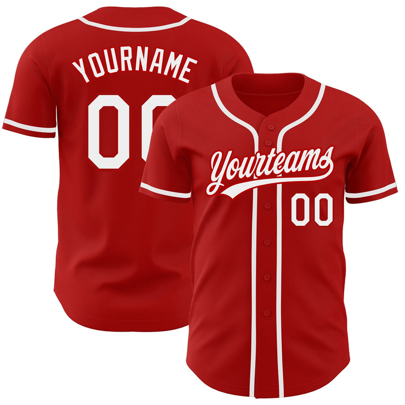 Custom Baseball Jersey, Red White Sportswear Jersey Shirt, Athletic Button Down Moisture Wicking Jersey, Casual Gift for Men, Style Red0512