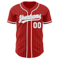 Custom Baseball Jersey, Red White Gray Pinstripe Sportswear Jersey Shirt, Athletic Button Down Moisture Wicking Jersey, Casual Gift for Men