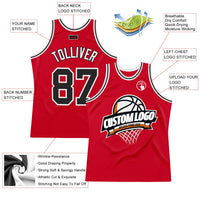 Custom Basketball Jersey, Red Black White Sportswear Jersey Shirt, Athletic Mesh Moisture Wicking Jersey, Casual Gift for Men, Style Red0623