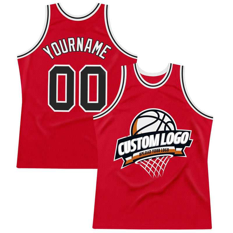 Custom Basketball Jersey, Red Black White Sportswear Jersey Shirt, Athletic Mesh Moisture Wicking Jersey, Casual Gift for Men, Style Red0623