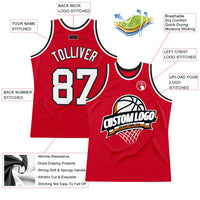 Custom Basketball Jersey, Red White Black Sportswear Jersey Shirt, Athletic Mesh Moisture Wicking Jersey, Casual Gift for Men, Style Red0624