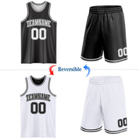 Custom Basketball Jersey, Black White Sportswear Jersey Shirt, Athletic Mesh Moisture Wicking Jersey, Casual Gift for Men, Style ReversibleD0001