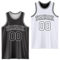 Custom Basketball Jersey, Black White Sportswear Jersey Shirt, Athletic Mesh Moisture Wicking Jersey, Casual Gift for Men, Style ReversibleD0002