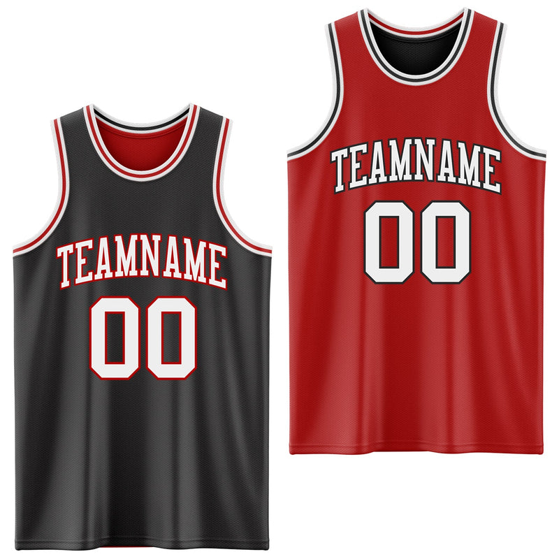 Custom Basketball Jersey, Black White Sportswear Jersey Shirt, Athletic Mesh Moisture Wicking Jersey, Casual Gift for Men, Style ReversibleD0004