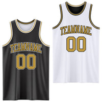 Custom Basketball Jersey, Black Old Gold White Sportswear Jersey Shirt, Athletic Mesh Moisture Wicking Jersey, Casual Gift for Men