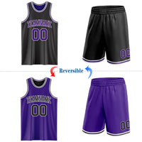 Custom Basketball Jersey, Black Purple White Sportswear Jersey Shirt, Athletic Mesh Moisture Wicking Jersey, Casual Gift for Men