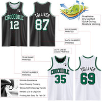 Custom Basketball Jersey, Black White Kelly Sportswear Jersey Shirt, Athletic Mesh Moisture Wicking Jersey, Casual Gift for Men