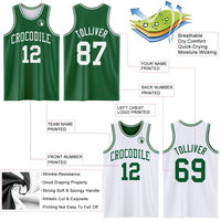 Custom Basketball Jersey, Kelly Green Sportswear Jersey Shirt, Athletic Mesh Moisture Wicking Jersey, Casual Gift for Men, Style ReversibleD0179