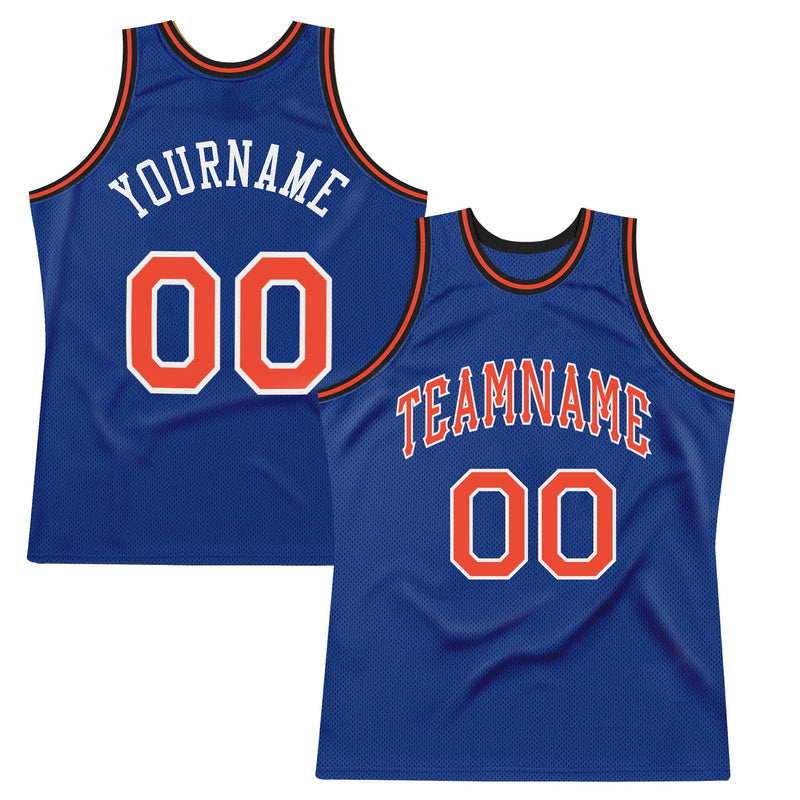 Custom Basketball Jersey, Royal Orange White Authentic Sportswear Jersey Shirt, Athletic Mesh Moisture Wicking Jersey, Casual Gift for Men