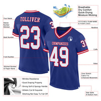 Custom Football Jersey, Royal White Red Sportswear Jersey Shirt, Athletic Mesh Moisture Wicking Jersey, Casual Gift for Men, Style Royal0155